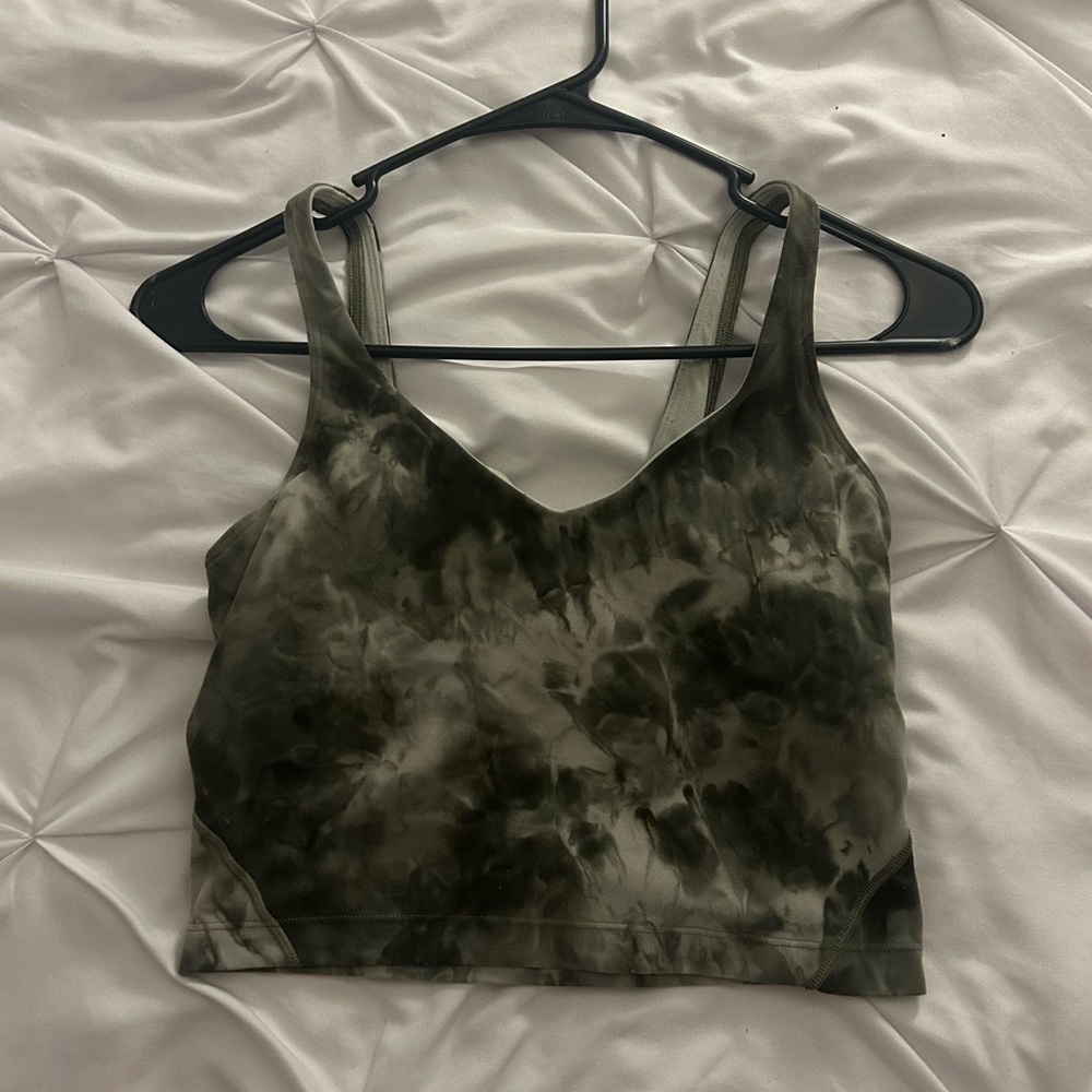 Lululemon Athletica Tie-Dye Crop Top in Green and Black